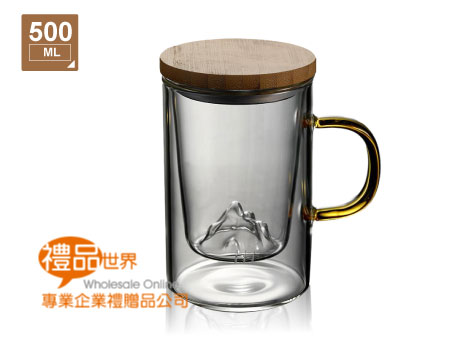 山峰茶水分離玻璃杯500ml