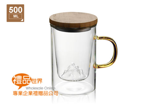 山峰茶水分離玻璃杯500ml